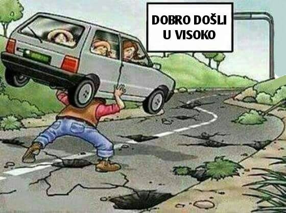 rupe na cesti, visoko
