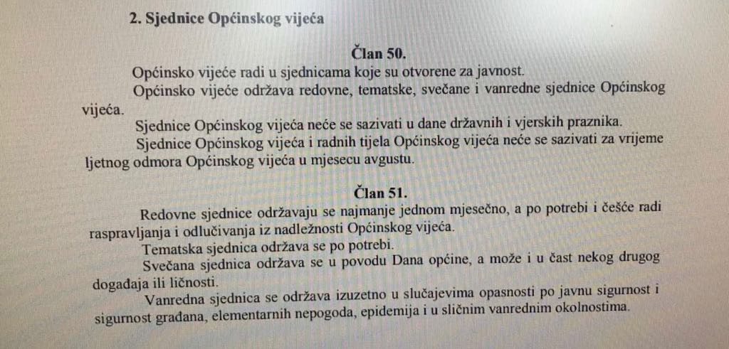 Gradsko vijeće, Član 50