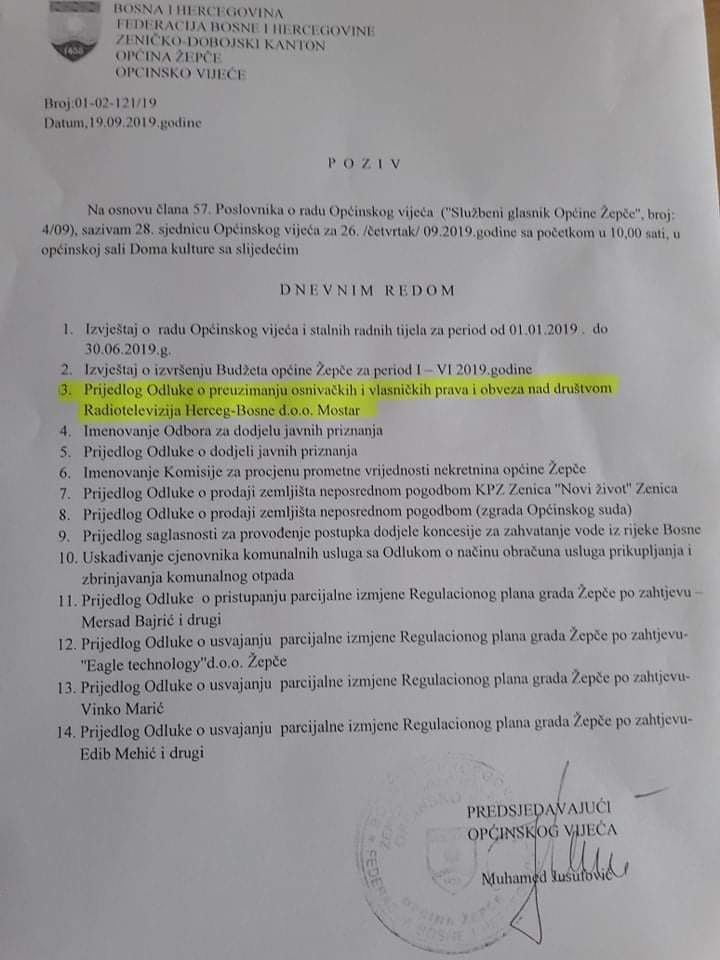 rtv herceg bosna, zepce