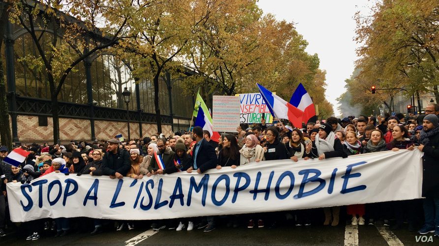 Thousands joined the Paris march saying they were fed up with anti-Muslim discrimination. Lisa Bryant